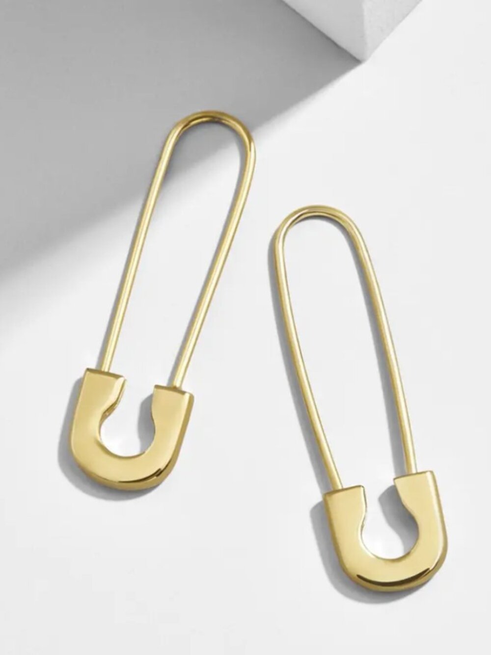 Gold Safety Pin Paper Clip Dangle Earrings Minimalist Fashion Jewelry for Women